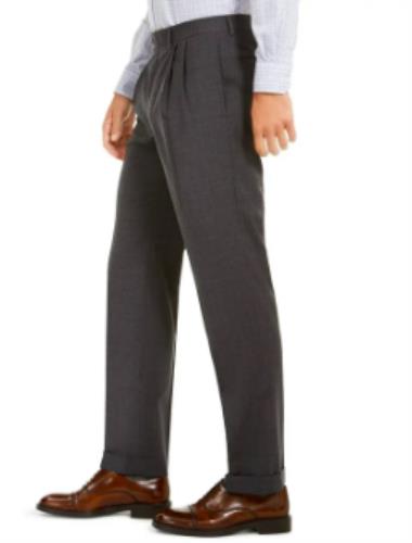 Ralph Lauren CHARCOAL Classic-Fit Pleated Pants 42 X 30 NEW $140 NIBBPCAXP001