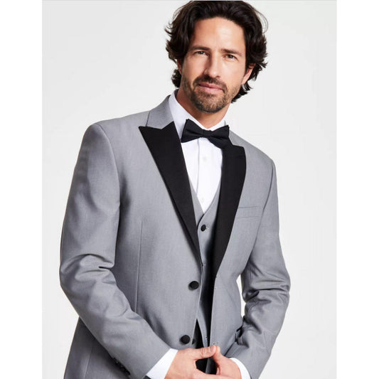 Alfani Mens Slim Grey Tux Tuxedo Suit Jacket Blazer 44 L NEW $360 TAEG1Q7Z0041