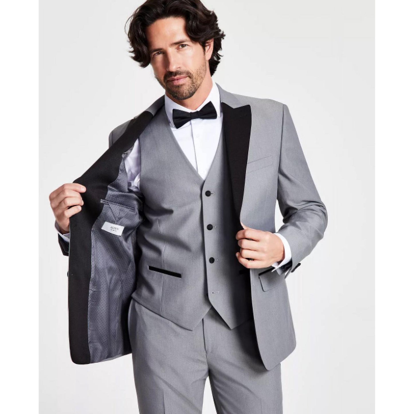 Alfani Men's Slim Light Gray Tuxedo Jacket Blazer 46 L NEW $360 TAEG1Q7Z0041