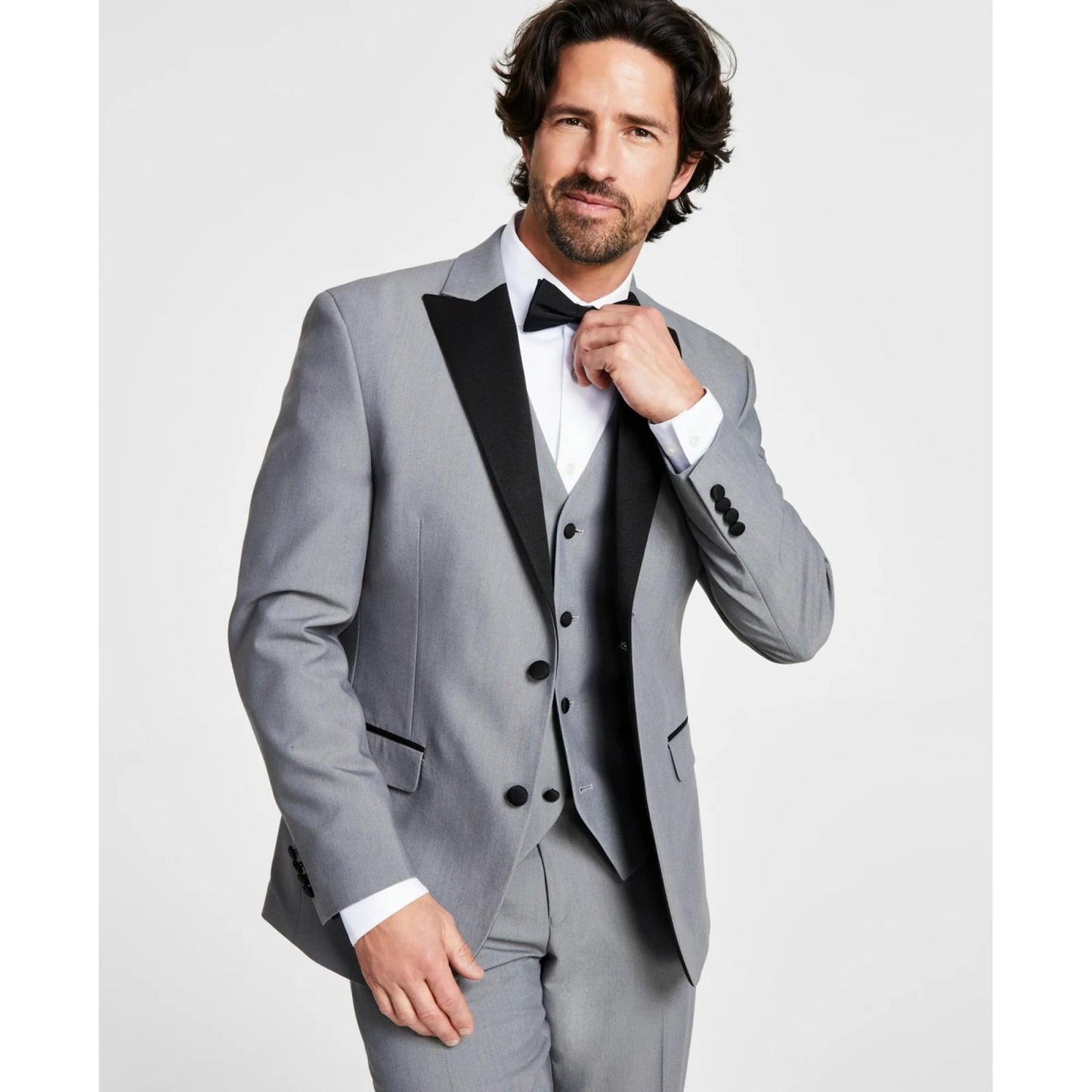 Alfani Men's Slim Light Gray Tuxedo Jacket Blazer 46 L NEW $360 TAEG1Q7Z0041