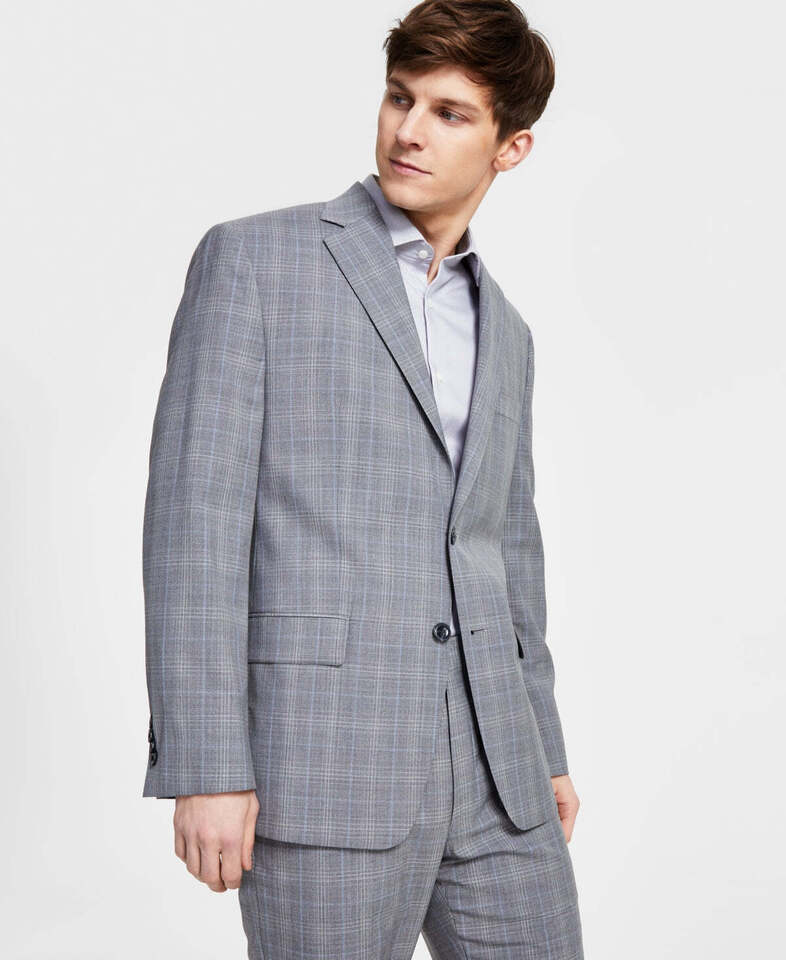 Michael Kors Modern Fit Wool Blend Plaid Suit Jacket 40 S NEW $450 KRIS1K4Y0100