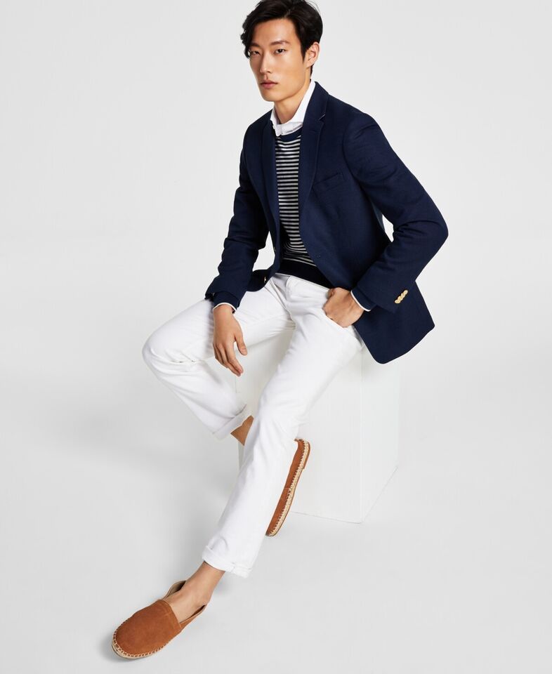 Tommy Hilfiger Men's Modern Fit Navy Weave Sport Coat 44 R NEW $295 OSWE1AJK0001