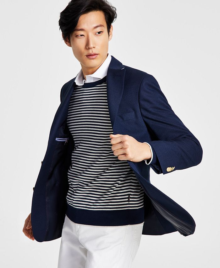 Tommy Hilfiger Men's Modern Fit Navy Weave Sport Coat 44 R NEW $295 OSWE1AJK0001