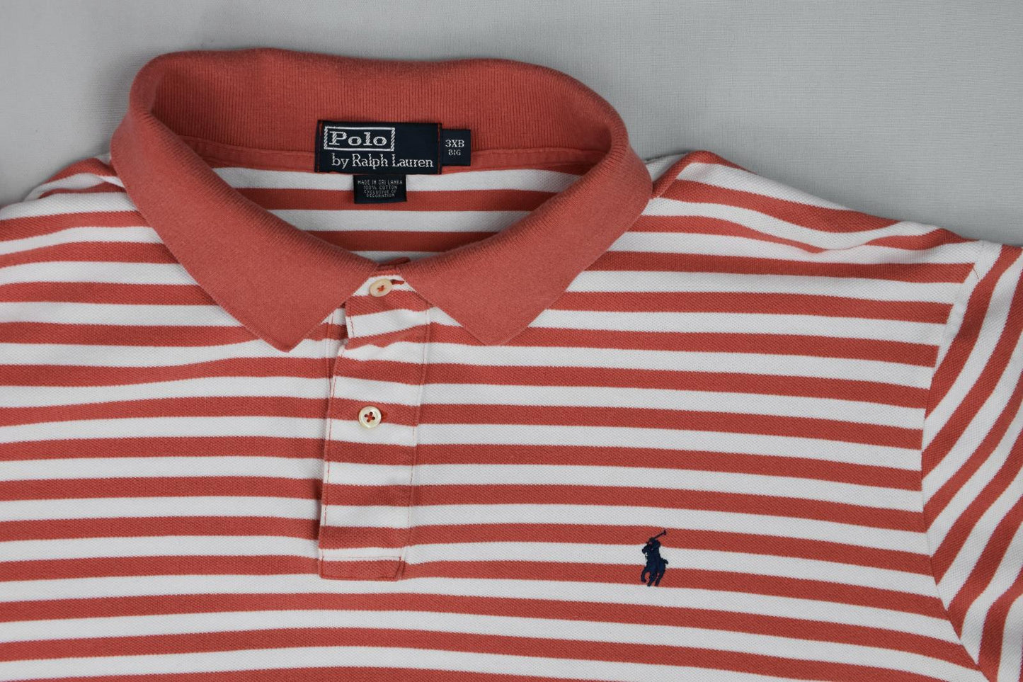 Polo Ralph Lauren Men's Orange White Classic Fit Mesh Cotton Polo Shirt 3XB