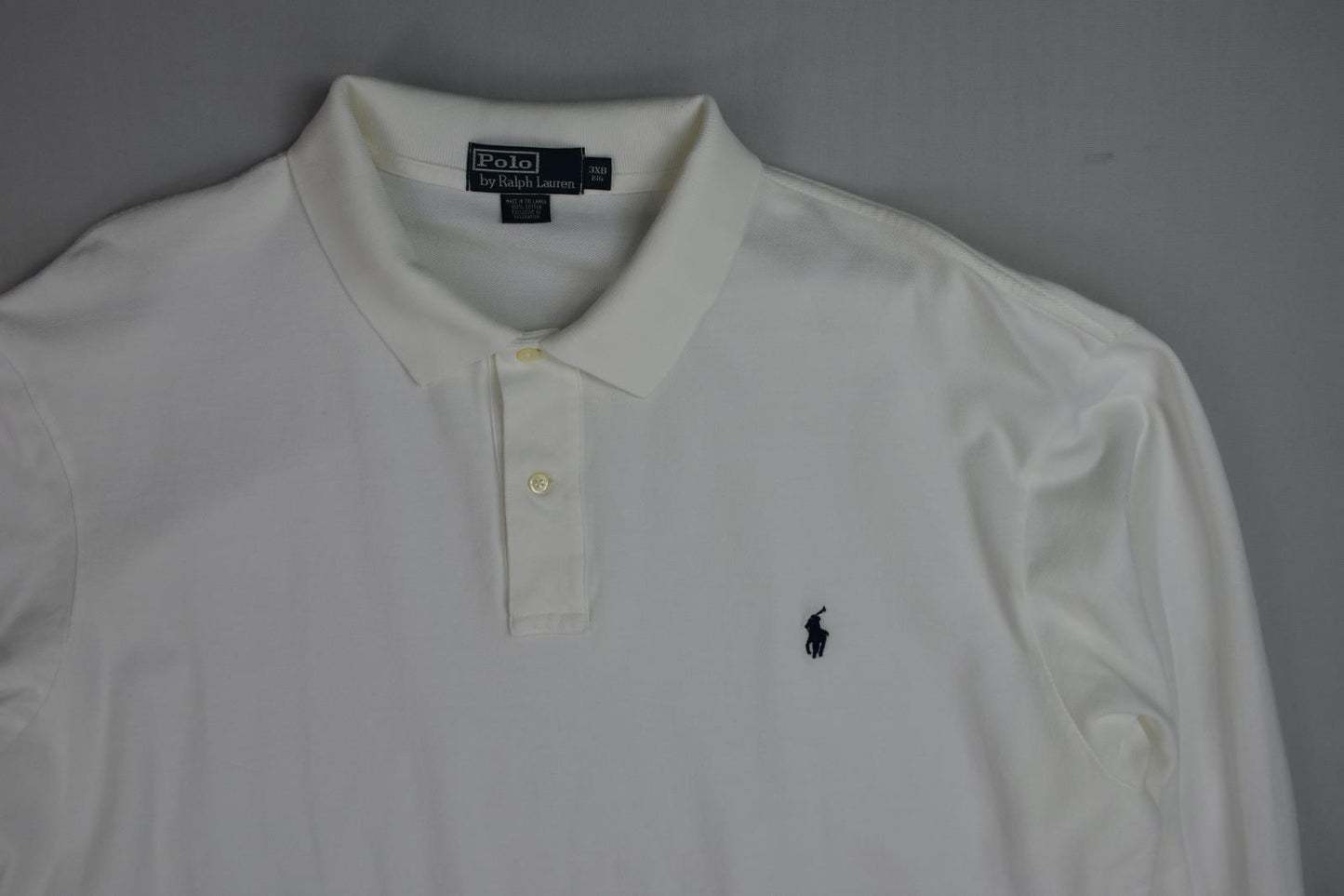 Polo Ralph Lauren Men's White Long Sleeve Classic Fit Mesh Cotton Polo Shirt 3XB