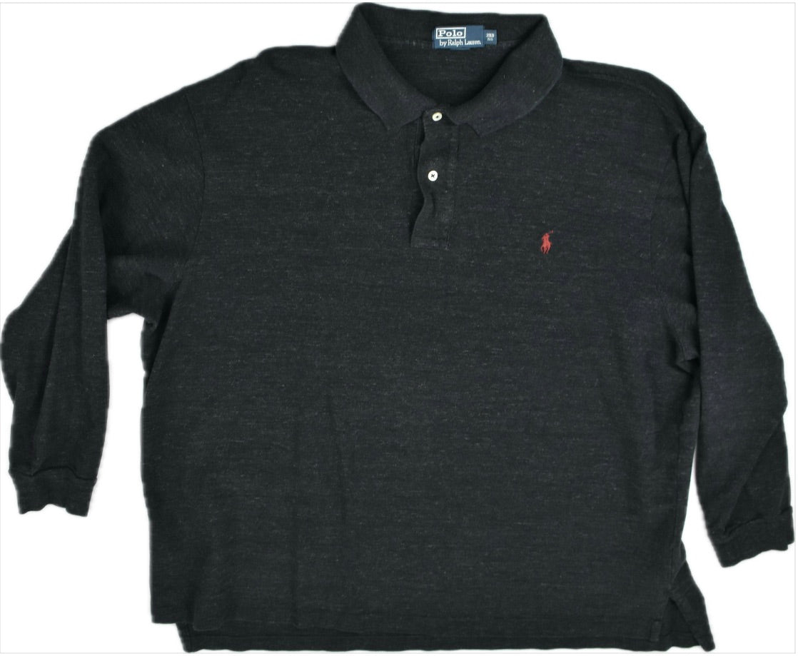 Polo Ralph Lauren Men's Gray Long-Sleeve Classic-Fit Cotton Polo Shirt 3XB