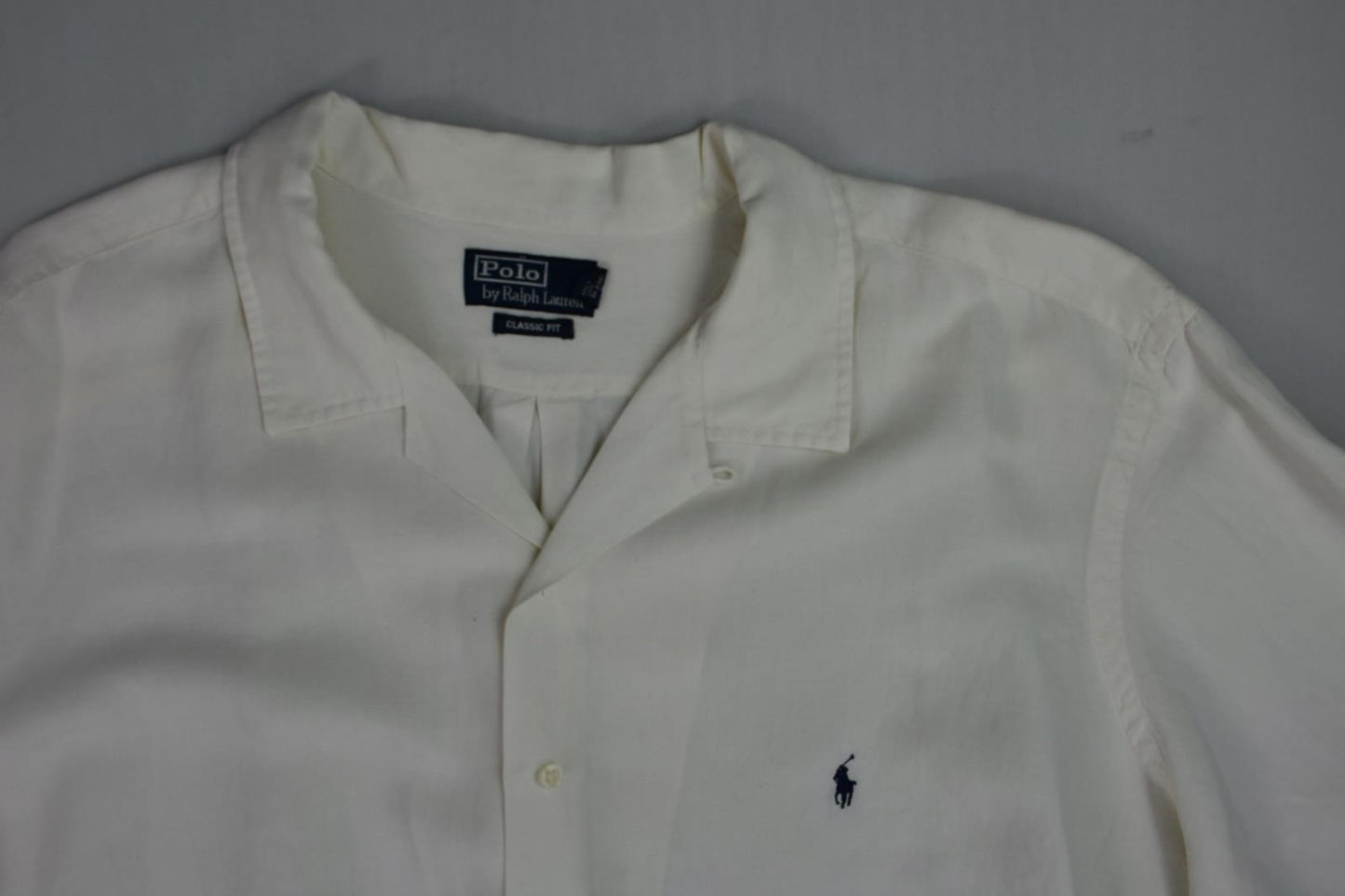 Polo Ralph Lauren Men's Ivory Camp Loop Collar Silk Linen Short Sleeve Shirt 3XB