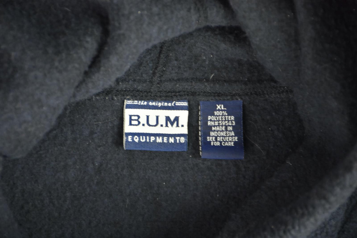 Vintage BUM Equipment Navy Fleece Hoodie Sweatshirt Size XL MINT