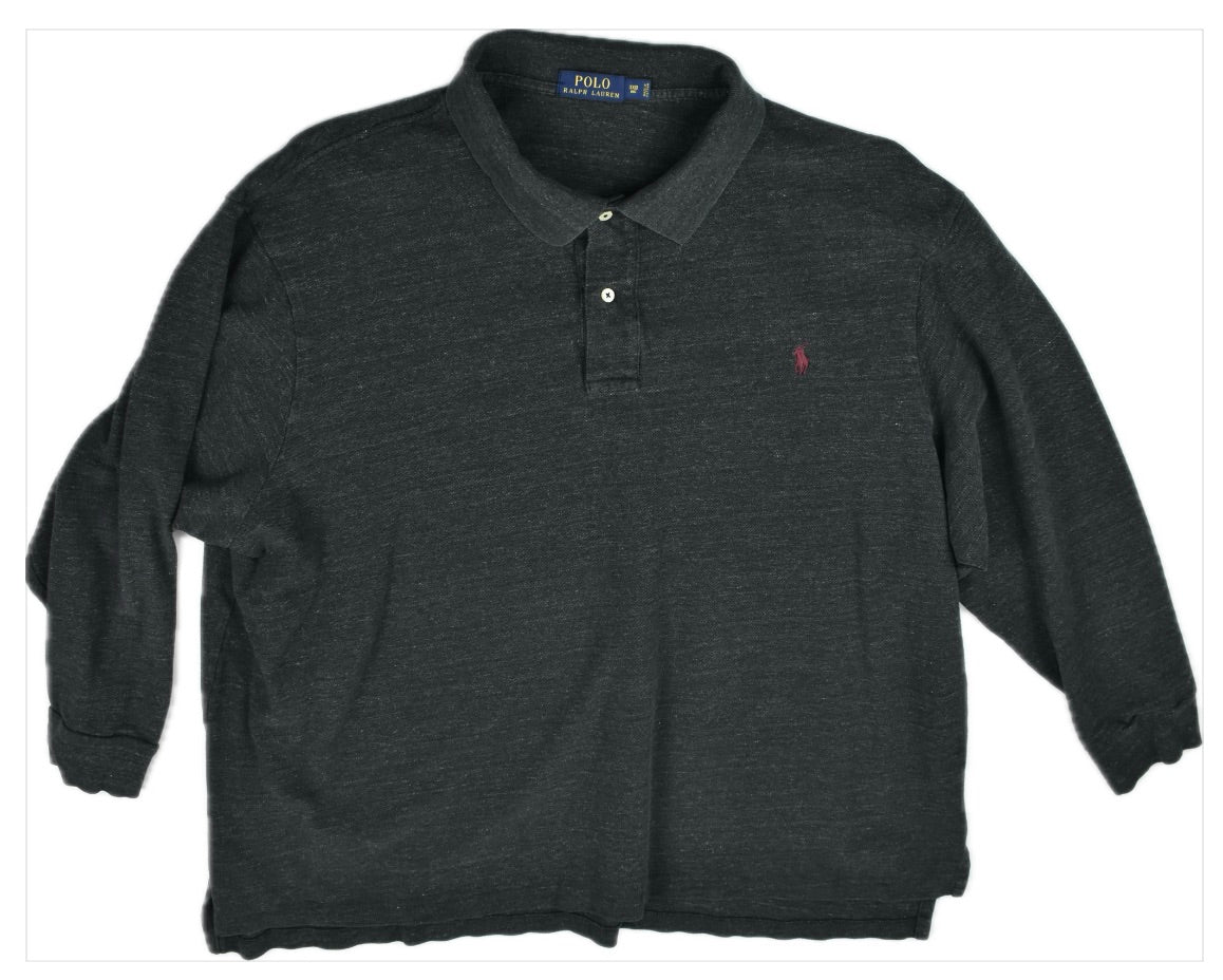 Polo Ralph Lauren Men's Dark Gray Long-Sleeve Classic-Fit Cotton Polo Shirt 3XB