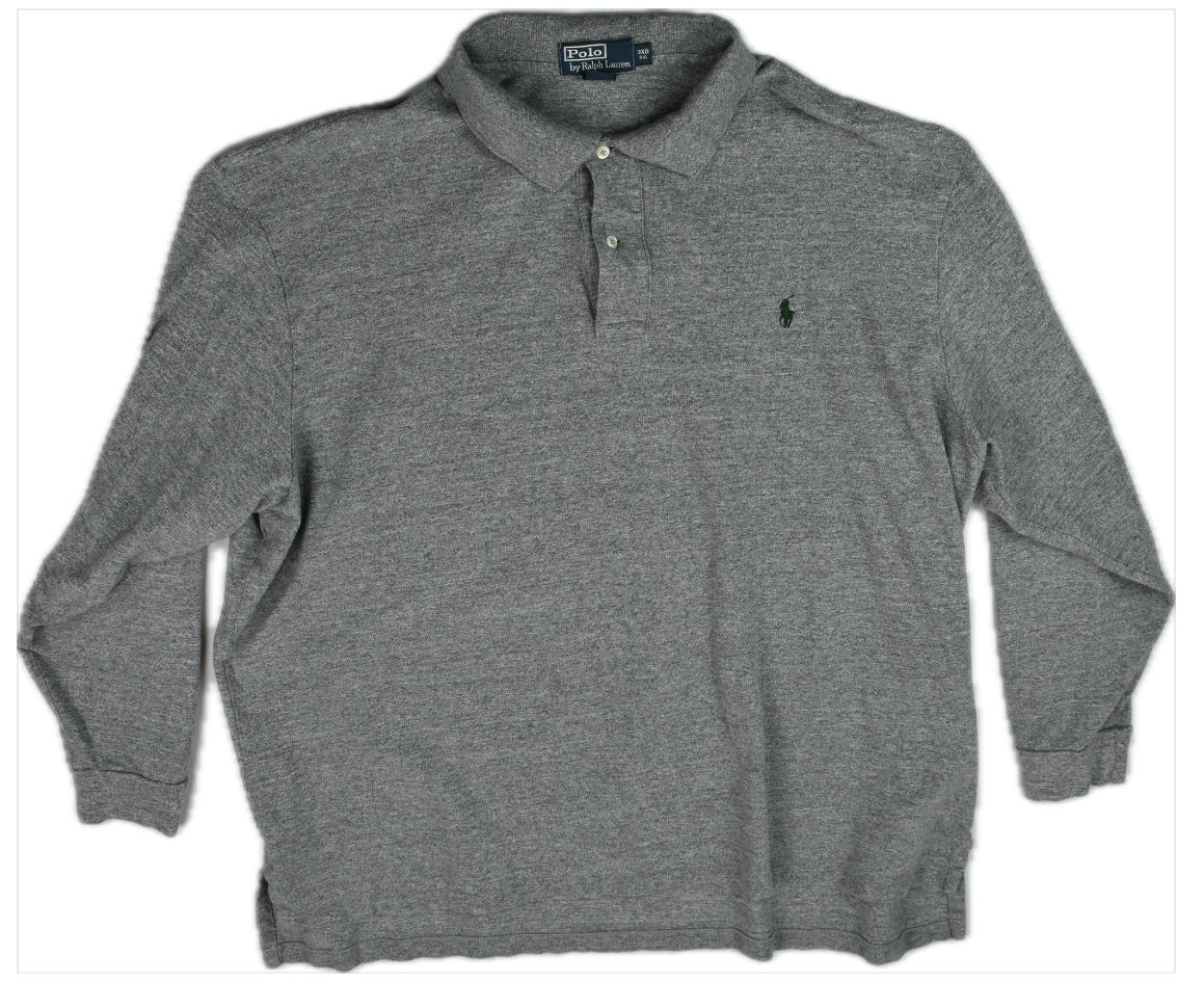 Polo Ralph Lauren Men's Light Gray Long-Sleeve Classic-Fit Cotton Polo Shirt 3XB