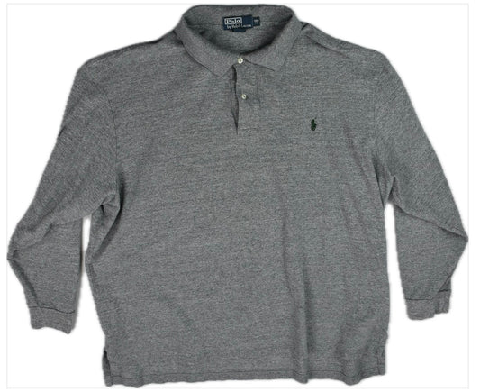 Polo Ralph Lauren Men's Light Gray Long-Sleeve Classic-Fit Cotton Polo Shirt 3XB