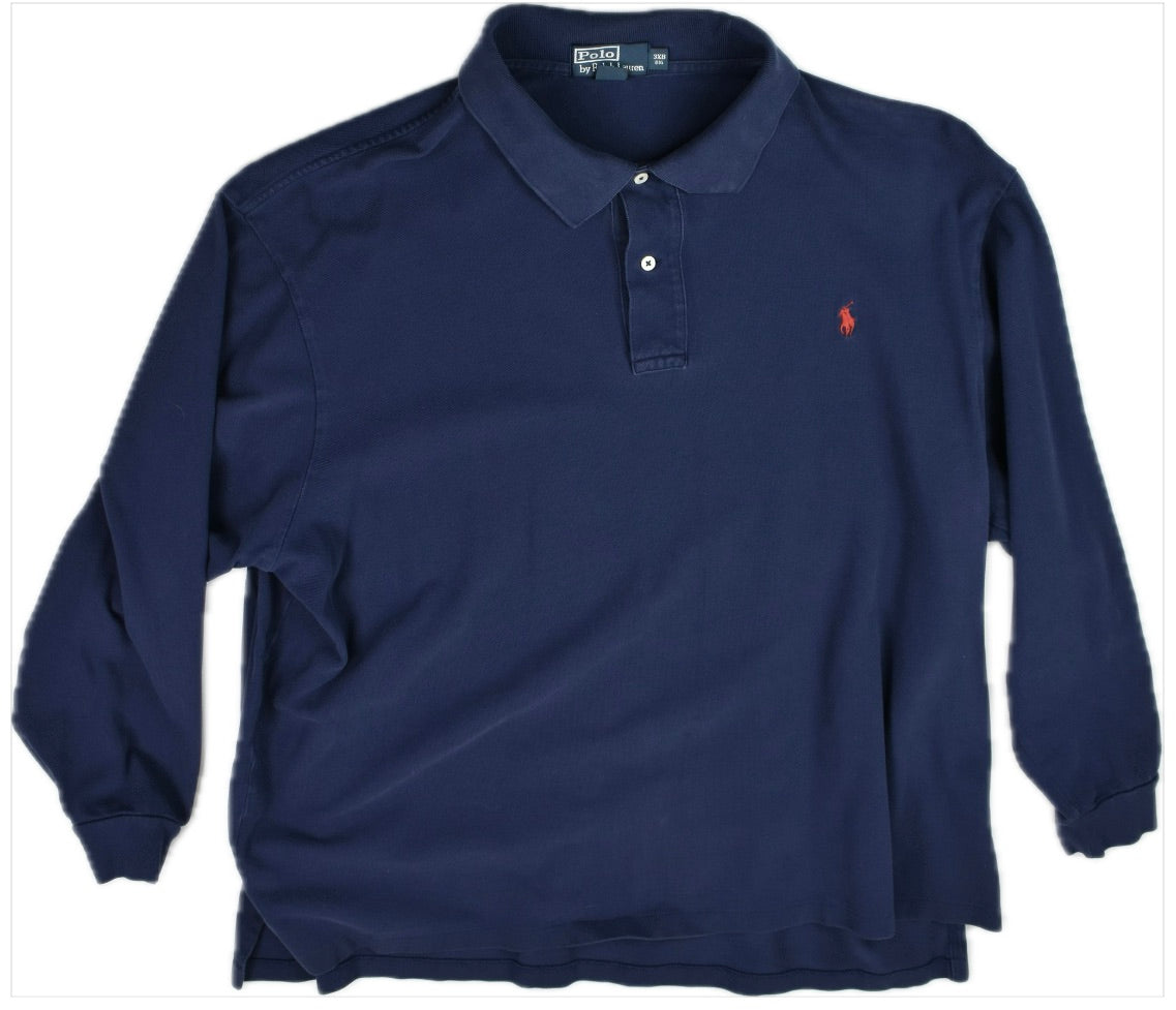 Polo Ralph Lauren Men's Dark Navy Long-Sleeve Classic-Fit Cotton Polo Shirt 3XB