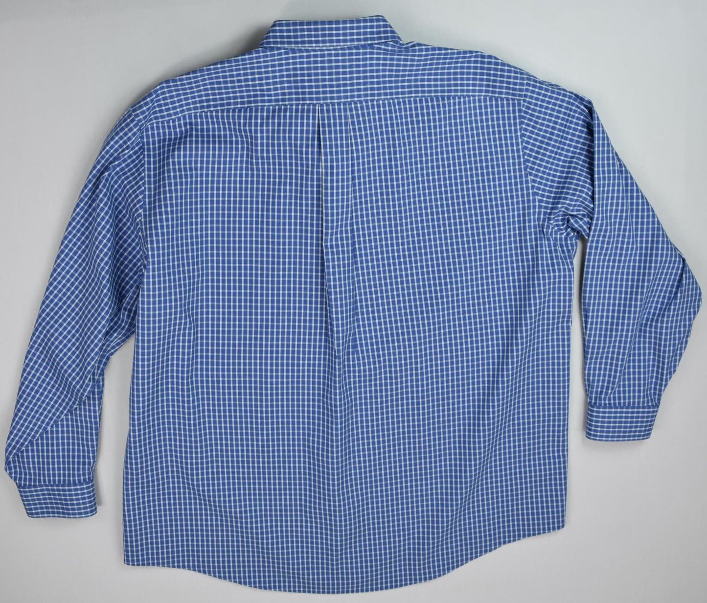 L.L. Bean Mens Button Collar Blue White Check Cotton Dress Shirt Size 18 NEW