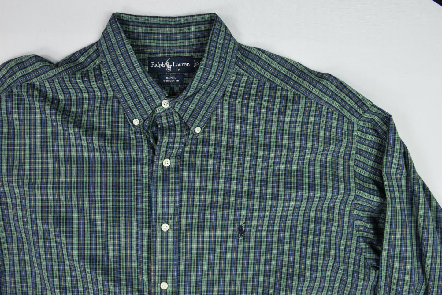 Polo Ralph Lauren Mens Blake Green Multi Check Classic-Fit Shirt XL MINT VINTAGE