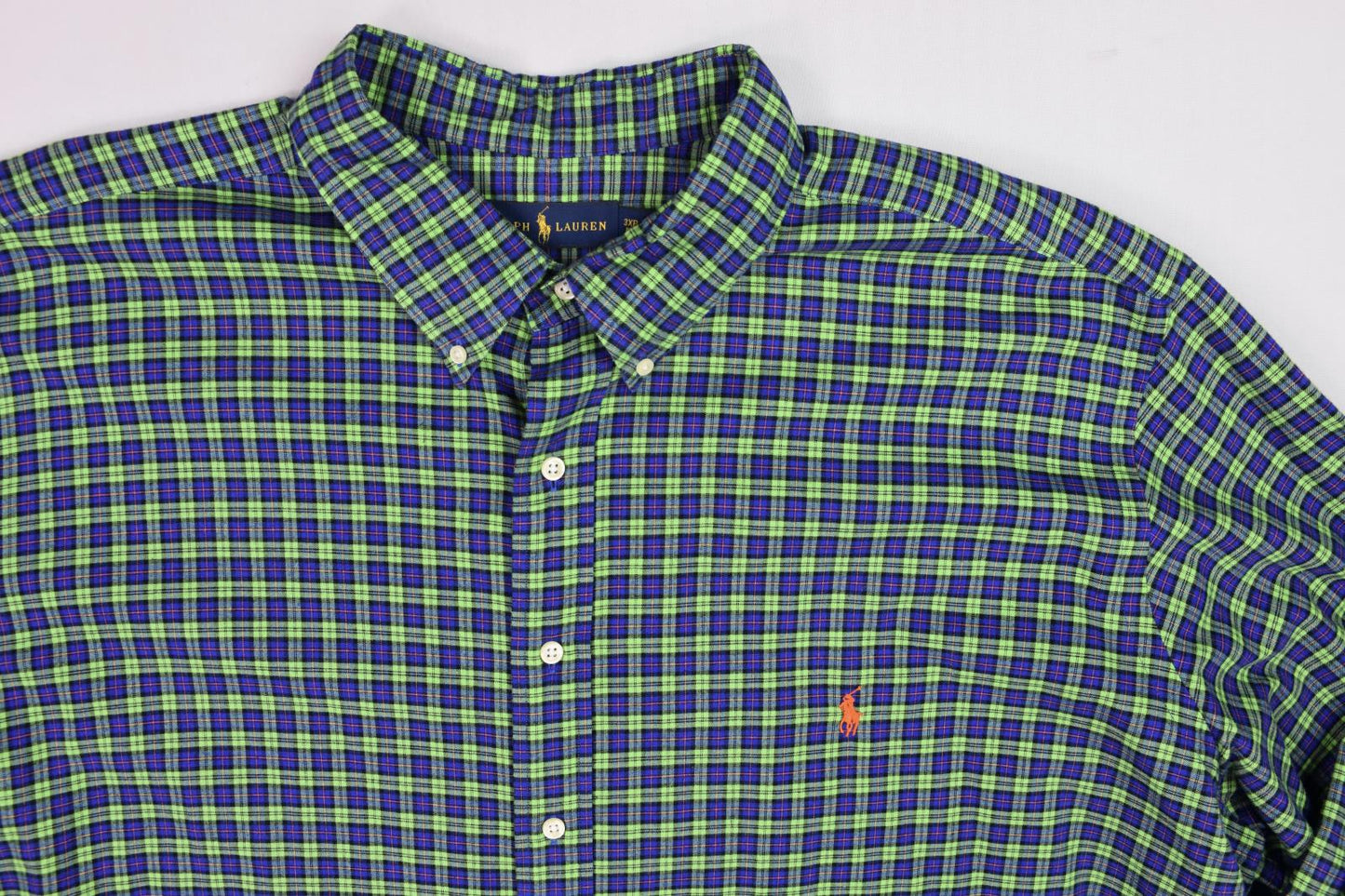 Polo Ralph Lauren Mens Green Multi Classic-Fit Shirt 3XB MINT