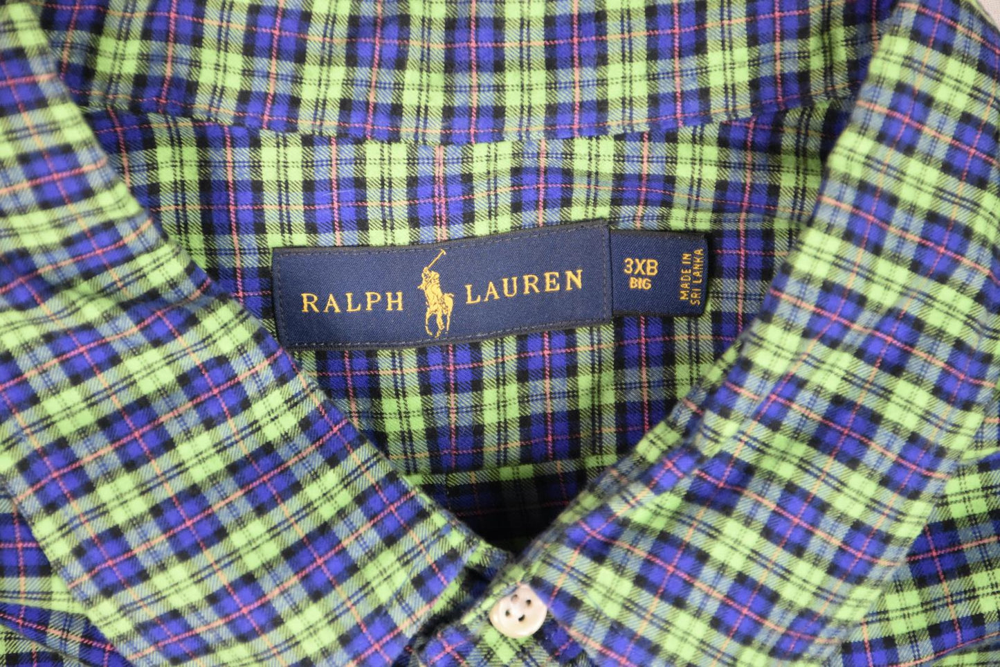 Polo Ralph Lauren Mens Green Multi Classic-Fit Shirt 3XB MINT