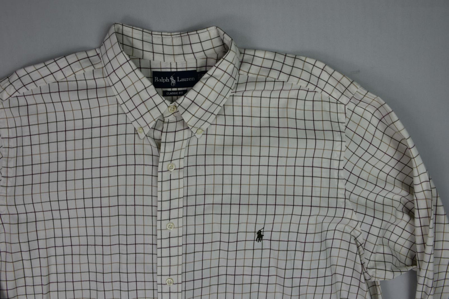 Polo Ralph Lauren Mens White Multi Check Classic-Fit Shirt 2XB Mint