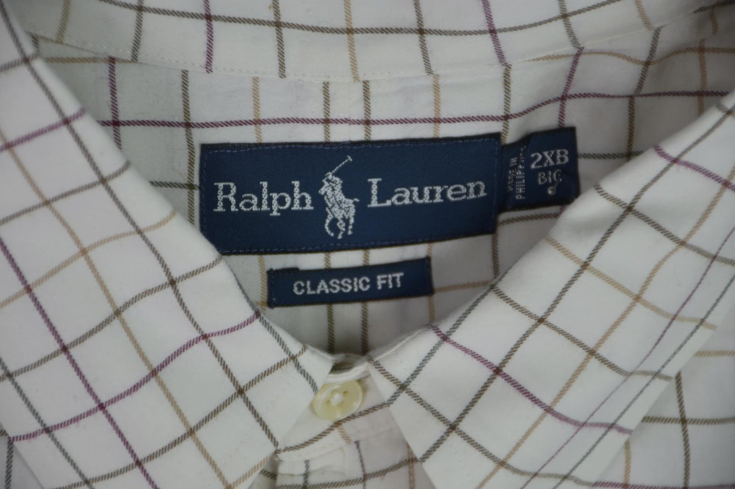 Polo Ralph Lauren Mens White Multi Check Classic-Fit Shirt 2XB Mint