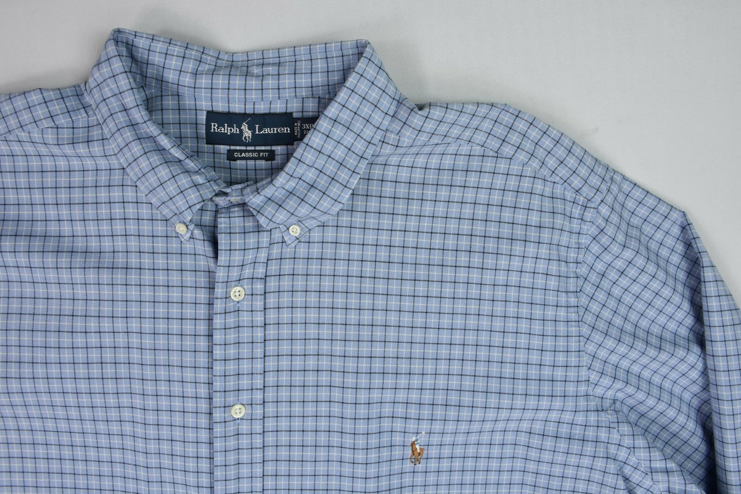 Polo Ralph Lauren Men's Blue White Multi Check Classic-Fit Shirt 3XB MINT