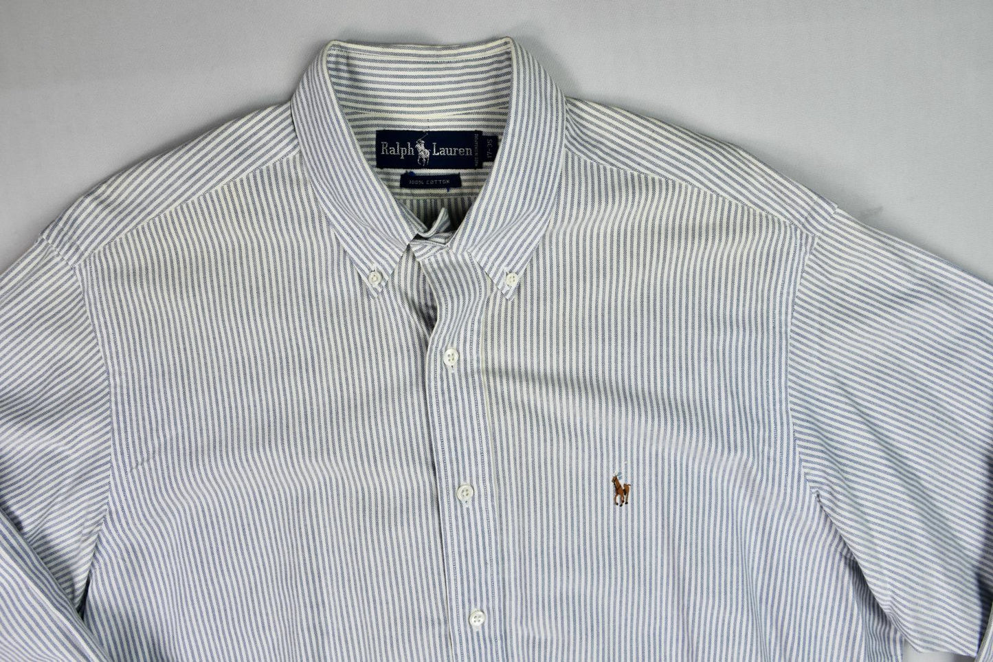 VINTAGE Polo Ralph Lauren Mens Stripe Shirt 17 WILL NEED TO BE CLEANED