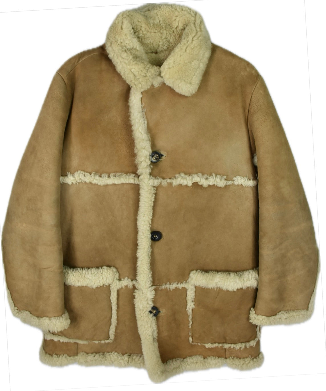 Vintage Saks Fifth Avenue Men's Sheepskin Shearling Coat Size 40 Made In England