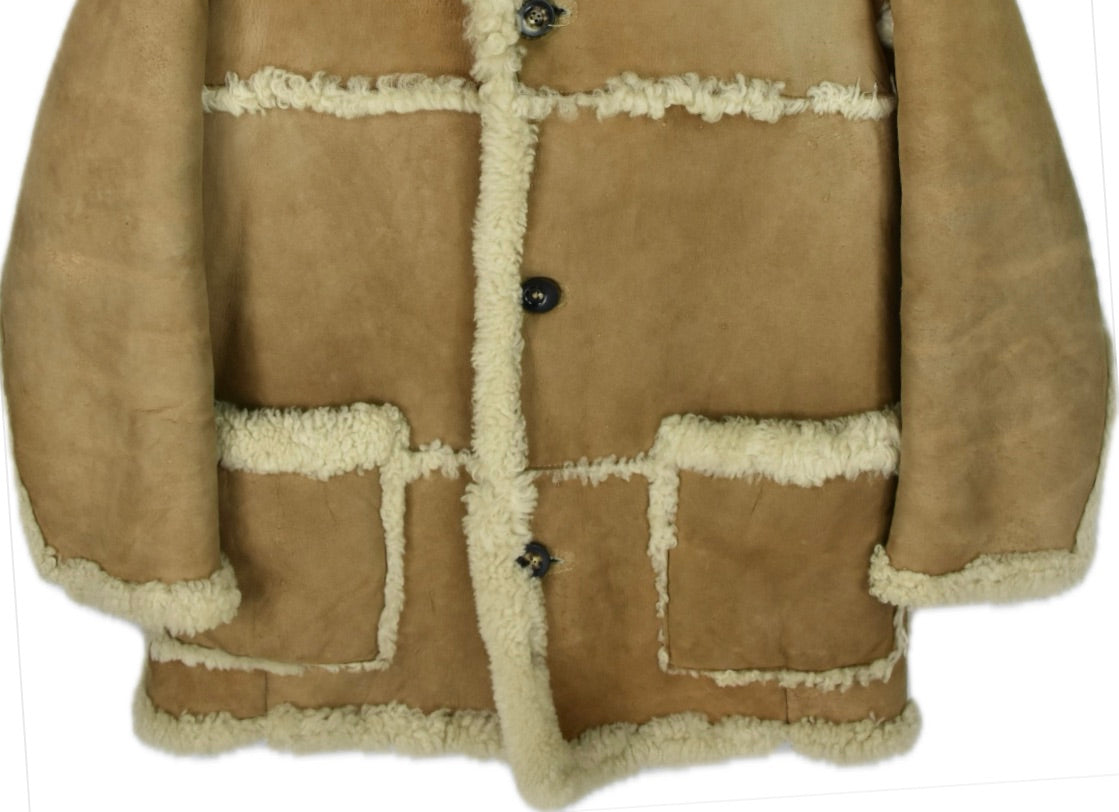 Vintage Saks Fifth Avenue Men's Sheepskin Shearling Coat Size 40 Made In England