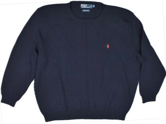 Polo Ralph Lauren Men Navy Pima Cotton Heavy Italian Yarn Cable Sweater 3XB New