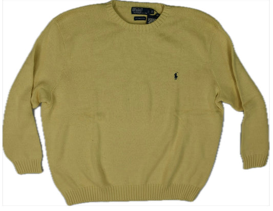 Polo Ralph Lauren Mens Yellow Pima Cotton Heavy CableKnit Sweater 3XB New