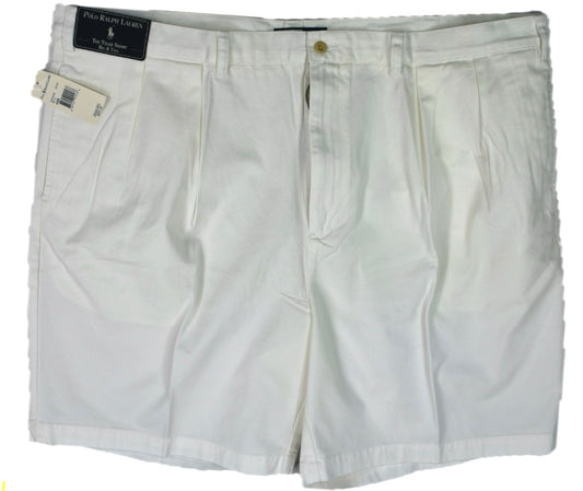 Polo Ralph Lauren Mens Big & Tall White Tyler Pleated Chino Shorts 48 B New