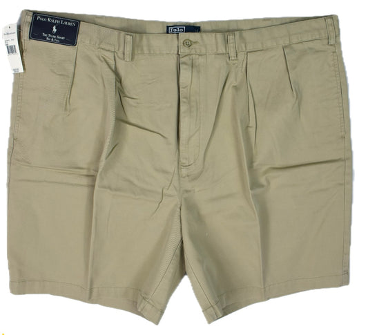 Polo Ralph Lauren Mens Big & Tall Khaki Tyler Pleated Chino Shorts 48 B New