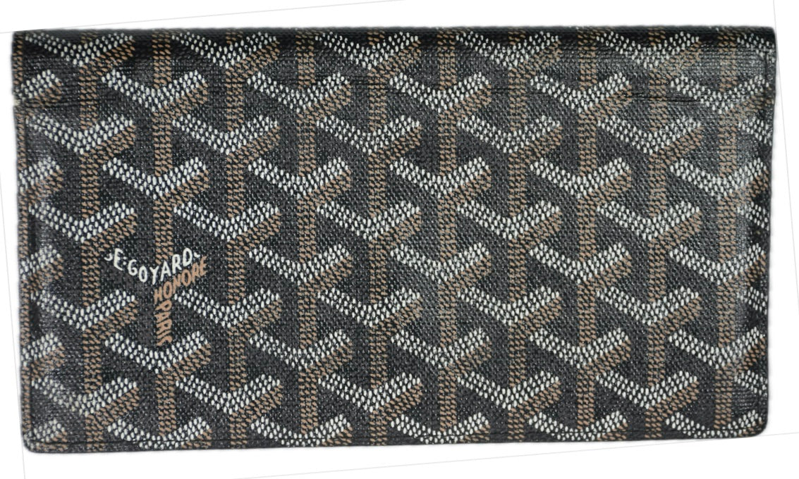 GOYARD Men's Wallet Long Bi-fold PVC Leather Richelieu Henry Bone Black MINT