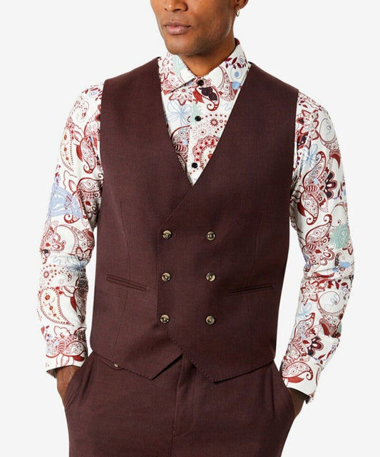 Tayion Collection Double Breasted Wool Suit Vest S NEW $125 ASUSVR3C0020