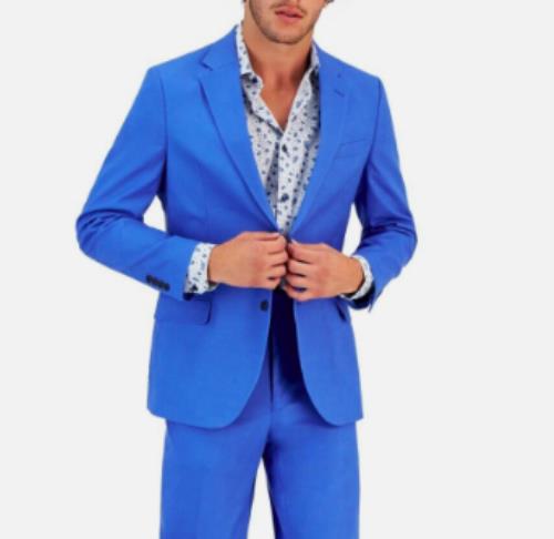 NAUTICA Mens Suit Jacket Royal Blue Modern-Fit Cotton Linen 42 R NEW $395 NA0024