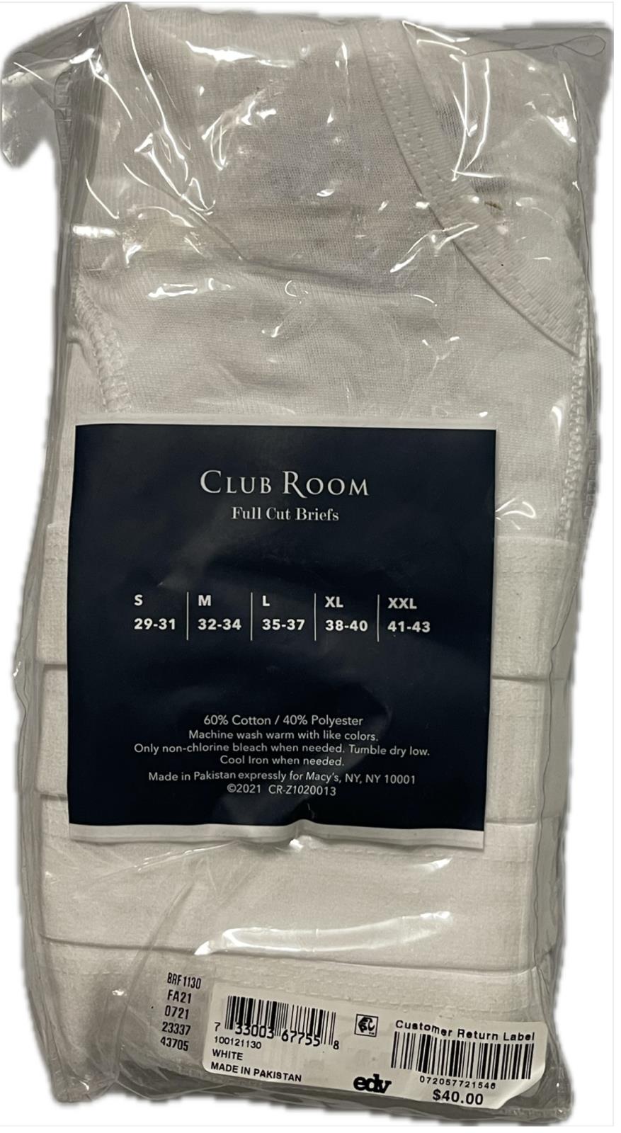 Club Room Mens Briefs Underwear 8 Pack White No Ride-Up Tagless XL NEW 100126928