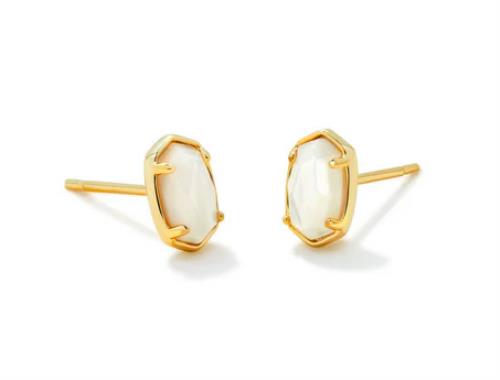 Kendra Scott Gold Emilie Stud Earrings White Mother Of Pearl NEW $40 9608802155