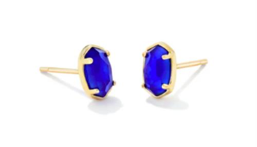 Kendra Scott Emilie Stud Earrings Gold Cobalt Blue Illusion NEW $40 9608802149