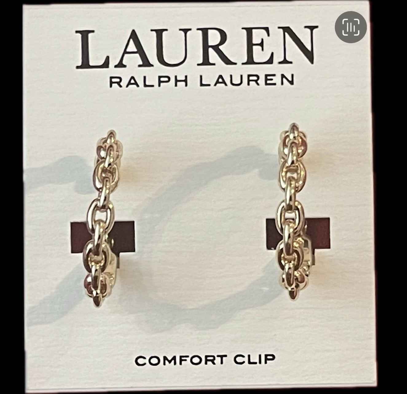 Lauren Ralph Lauren Gold-Tone Link Hoop Clip-On Earrings NEW $35 14C00033