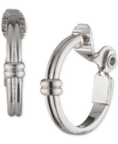 Ralph Lauren Silver-Tone Small Double Band Clip-On Earrings NEW $35 14C00027