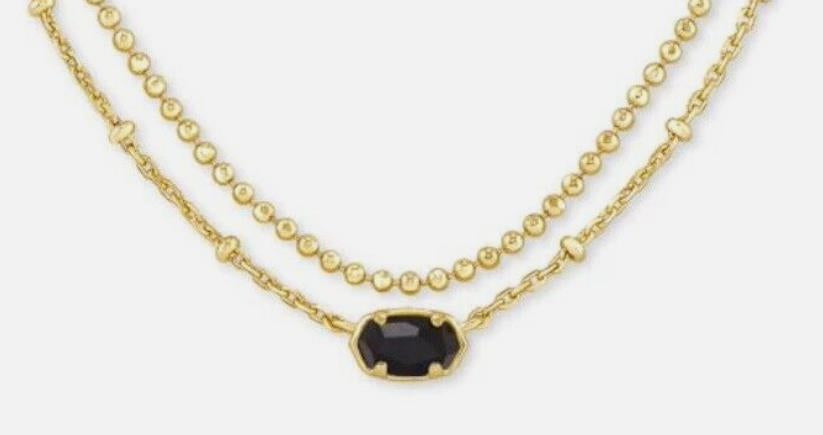 Kendra Scott Necklace Emilie Gold Multi Strand Necklace Black NEW $60 9608802170