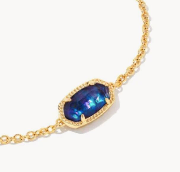 Kendra Scott Elaina Gold Adjustable Chain Bracelet Navy abalone NEW 9608802146