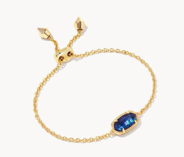 Kendra Scott Elaina Gold Adjustable Chain Bracelet Navy abalone NEW 9608802146