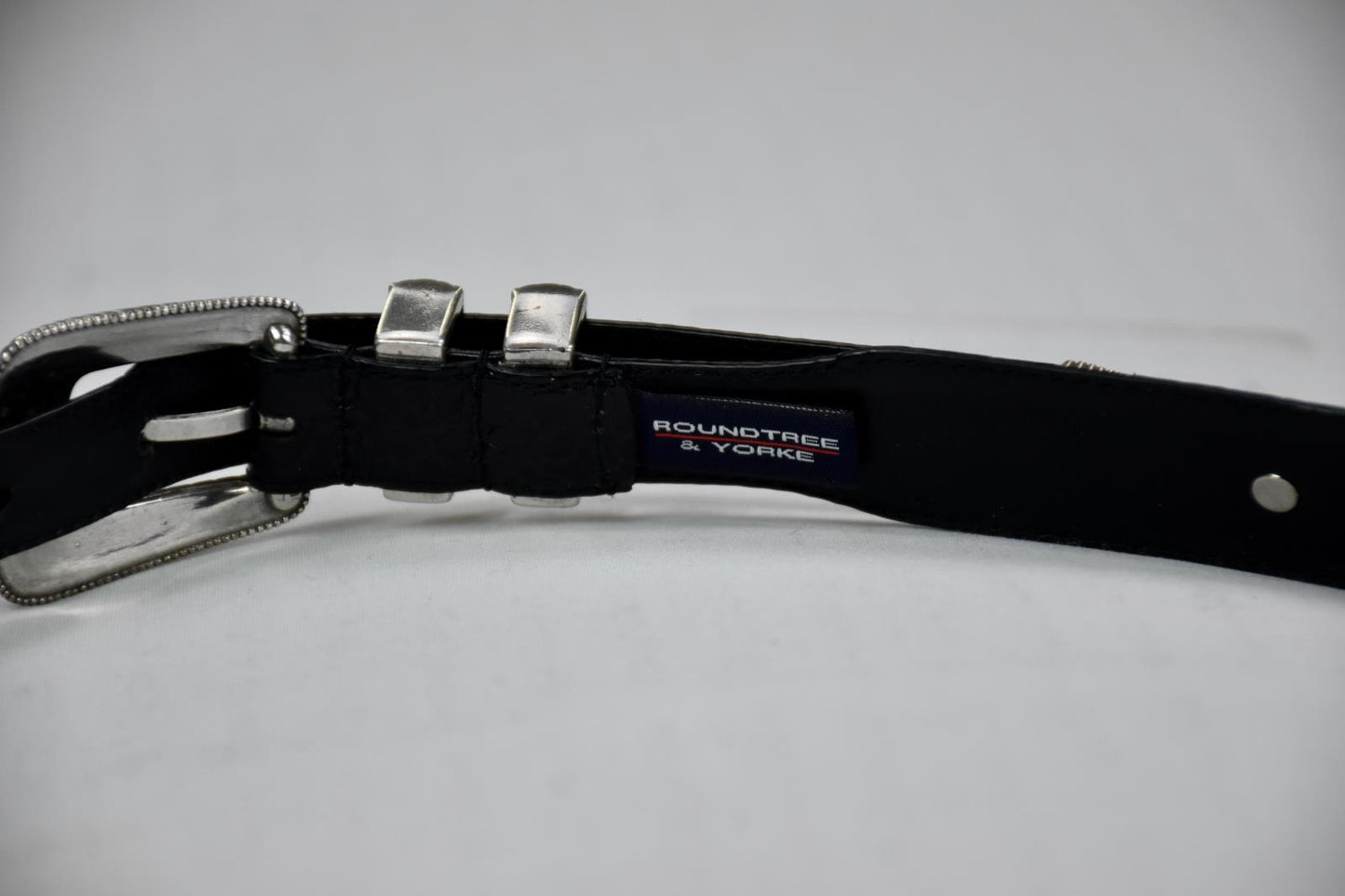 2 Roundtree & Yorke Full Grain Italian Calfskin Leather Belt 52 Vintage Silver