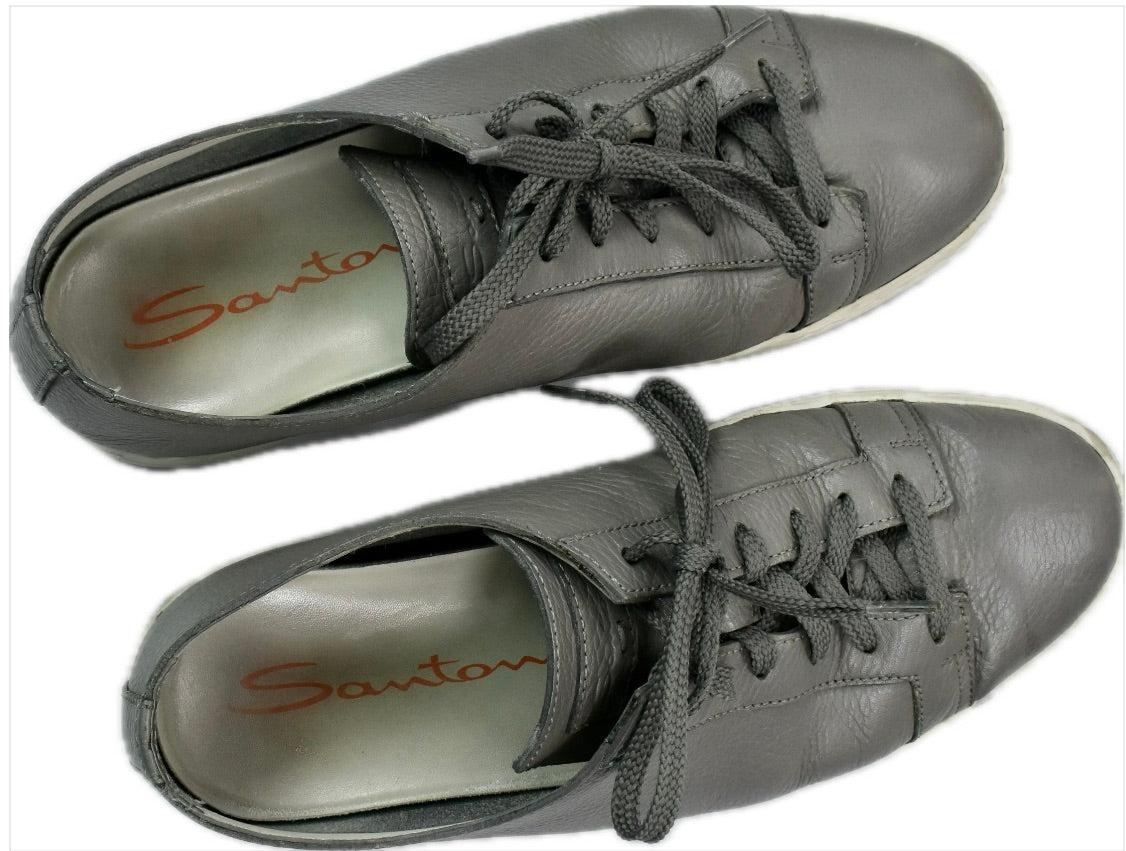 Santoni Men's Cleanic Lace Up Gray Sneakers Size 8 = USA Size 9 NEAR MINT  $595