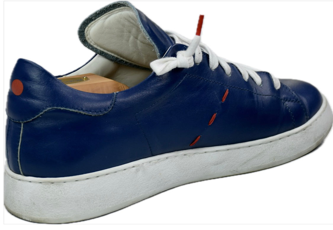 KITON SNEAKERS SHOES blue calfskin handmade luxury Italy 8 / 42 = USA Size 9