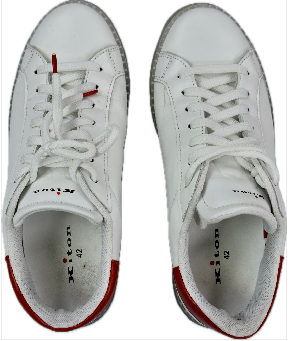 KITON SNEAKERS SHOES White calfskin Special Edition Luxury 42 = USA Size 9