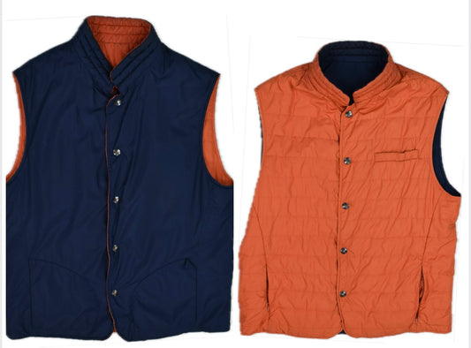 Luciano Barbera Men's Reversible Goose Down Jacket Vest 52 L $1200