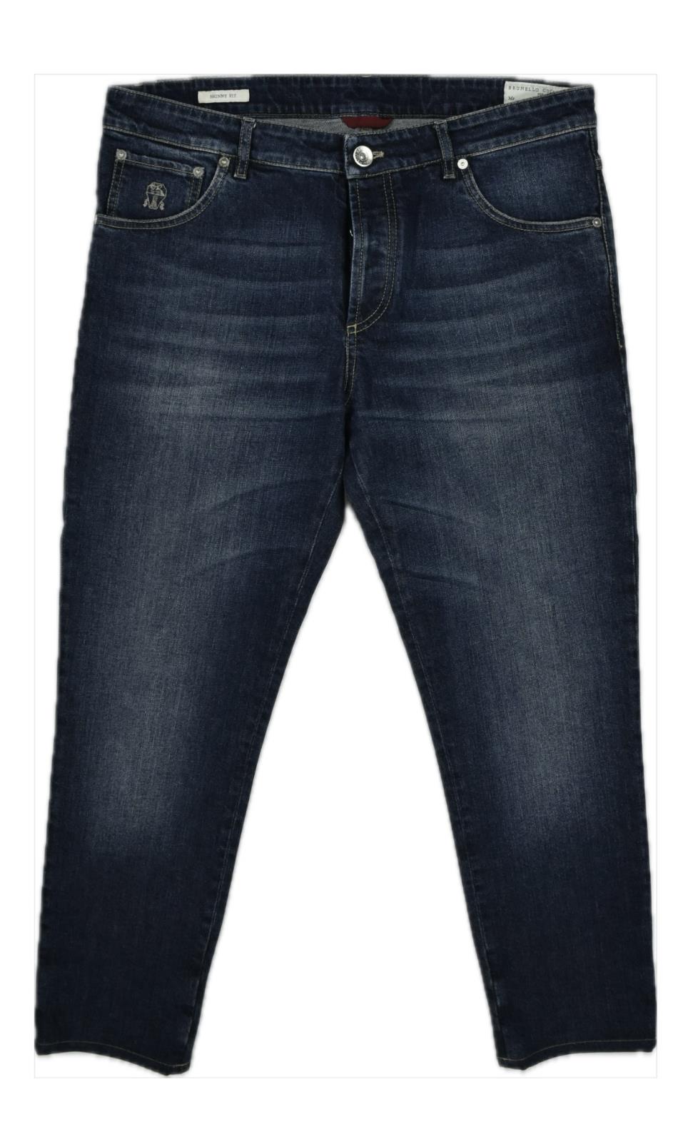 Brunello Cucinelli Men's Blue Skinny Fit Denim Jeans Size 50 - 34 NEW $900