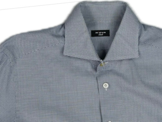 KITON BLACK LABEL Mens Slim Micro Houndstooth Dress Shirt Size 17/43 NEW