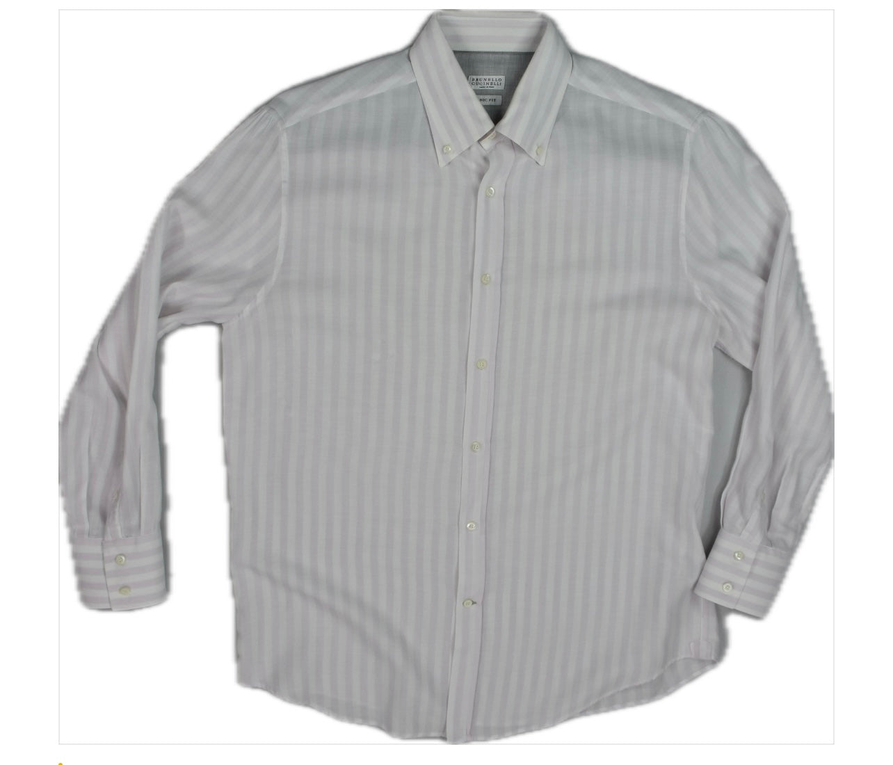 Brunello Cucinelli Men's Basic fit Button Collar Stripe Shirt Size L Mint