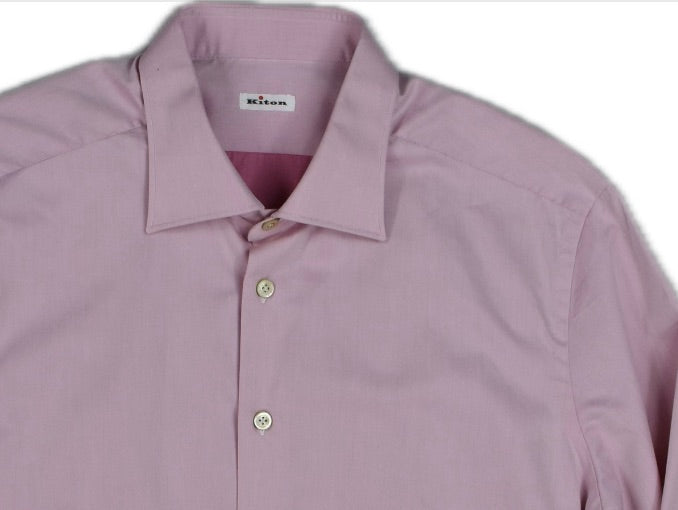 KITON Mens Solid Pink Dress Shirt Size 17/43 New